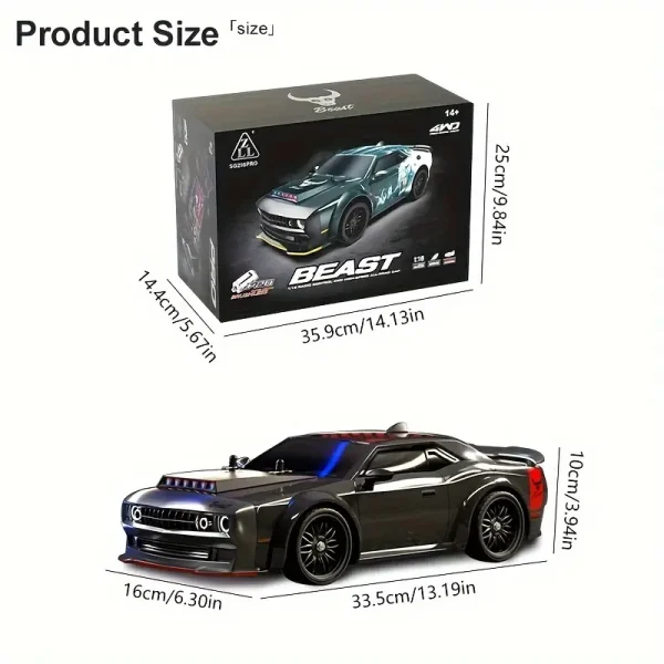 1/16 RC Drift Car with 4wd  High Speed Remote Control Cars, Drift Racing car with Lights and  Rechargeable Battery - Image 15