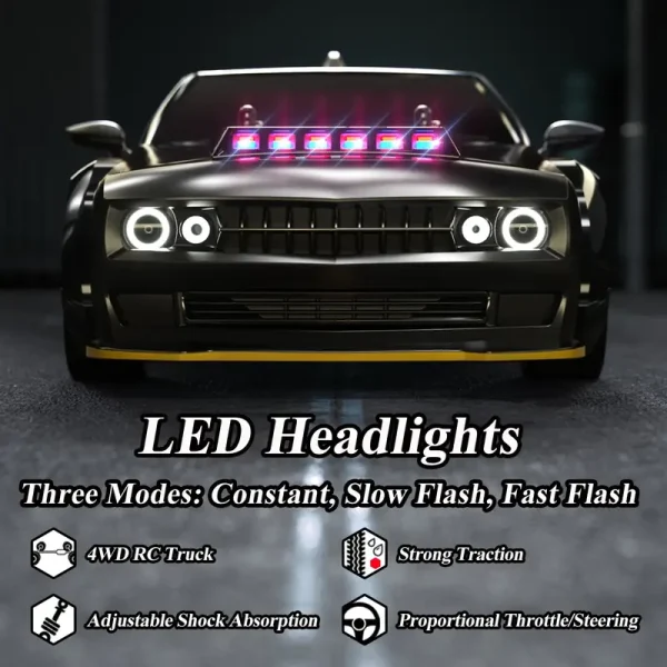 1/16 RC Drift Car with 4wd  High Speed Remote Control Cars, Drift Racing car with Lights and  Rechargeable Battery - Image 7
