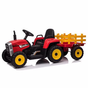 Kids Electric Tractor with Trailer – 12V | Music, Lights, Bluetooth & Remote Control
