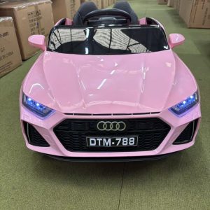 Kids Electric Ride-On Audi Car 12 Volt with Leather seat and remote control, White-Pink