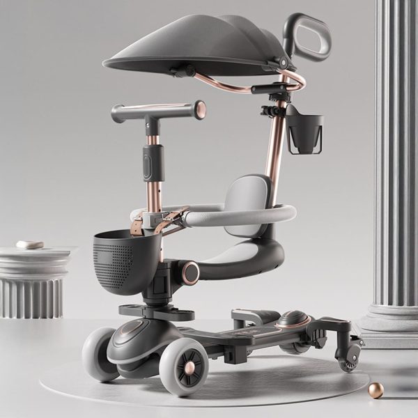 6-In-1-Toddler Scooter with Seat, Backrest, Musical LED Wheels, and Sunshade - Image 2