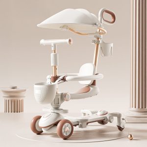 6-In-1-Toddler Scooter with Seat, Backrest, Musical LED Wheels, and Sunshade