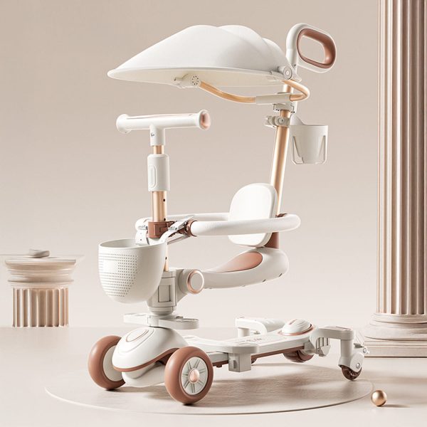 6-In-1-Toddler Scooter with Seat, Backrest, Musical LED Wheels, and Sunshade