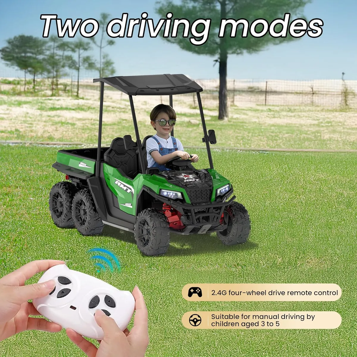 24V 4WD Dump 6 wheels Truck Ride-On with solid rubber wheels - Image 3