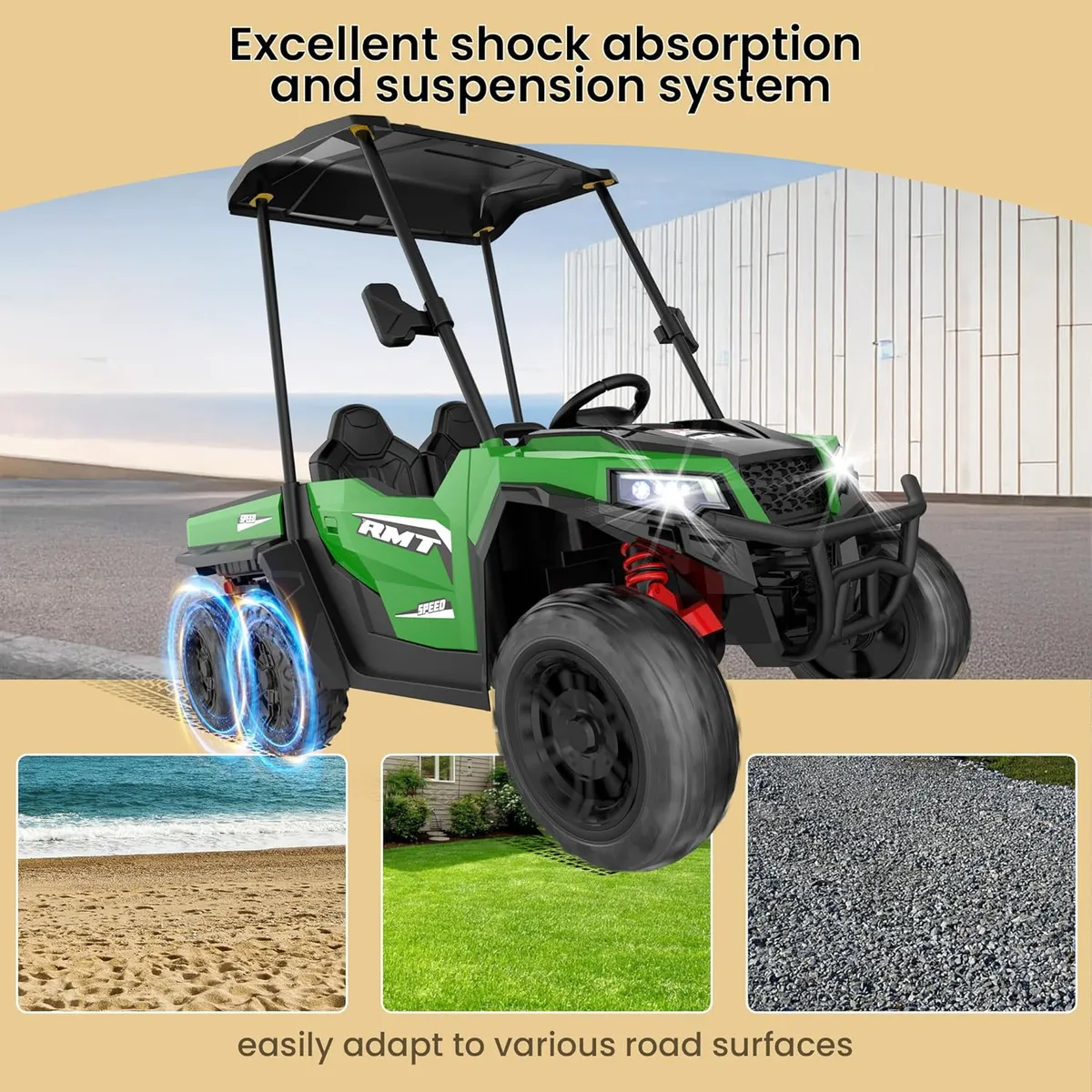 24V 4WD Dump 6 wheels Truck Ride-On with solid rubber wheels - Image 4