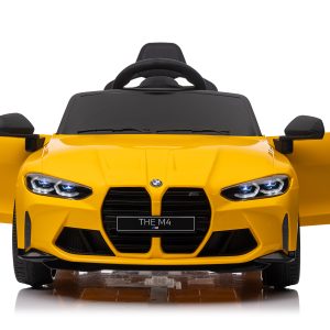 BMW M4 Competition 12V Kids Ride-On Car – Official Licensed Model, Blue-white-Yellow