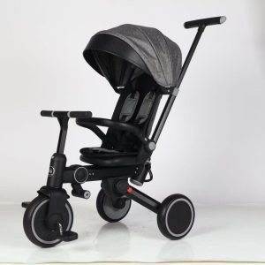 Premium 360° Foldable Reclining Kids Tricycle with Push Handle & Canopy