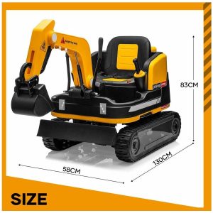 2 in 1 Kids Excavator Bulldozer Ride On with Remote Control Pedal Digger Tractor Vehicle 360 Degree Rotating 12V