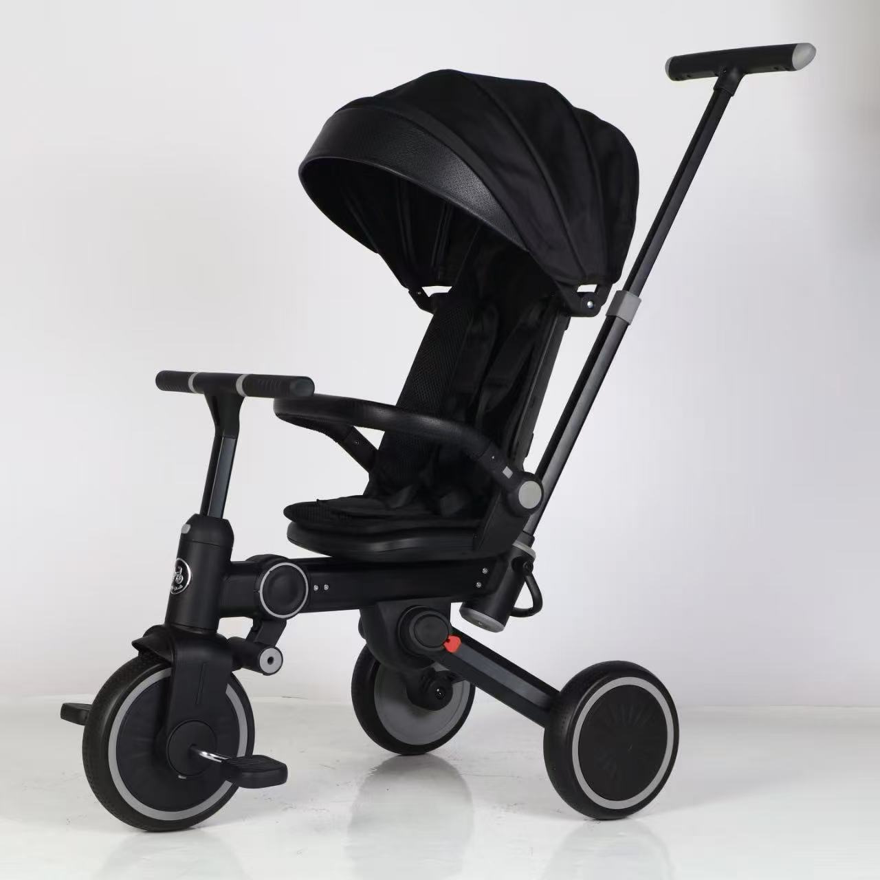 Premium 360° Foldable Reclining Kids Tricycle with Push Handle & Canopy - Image 3