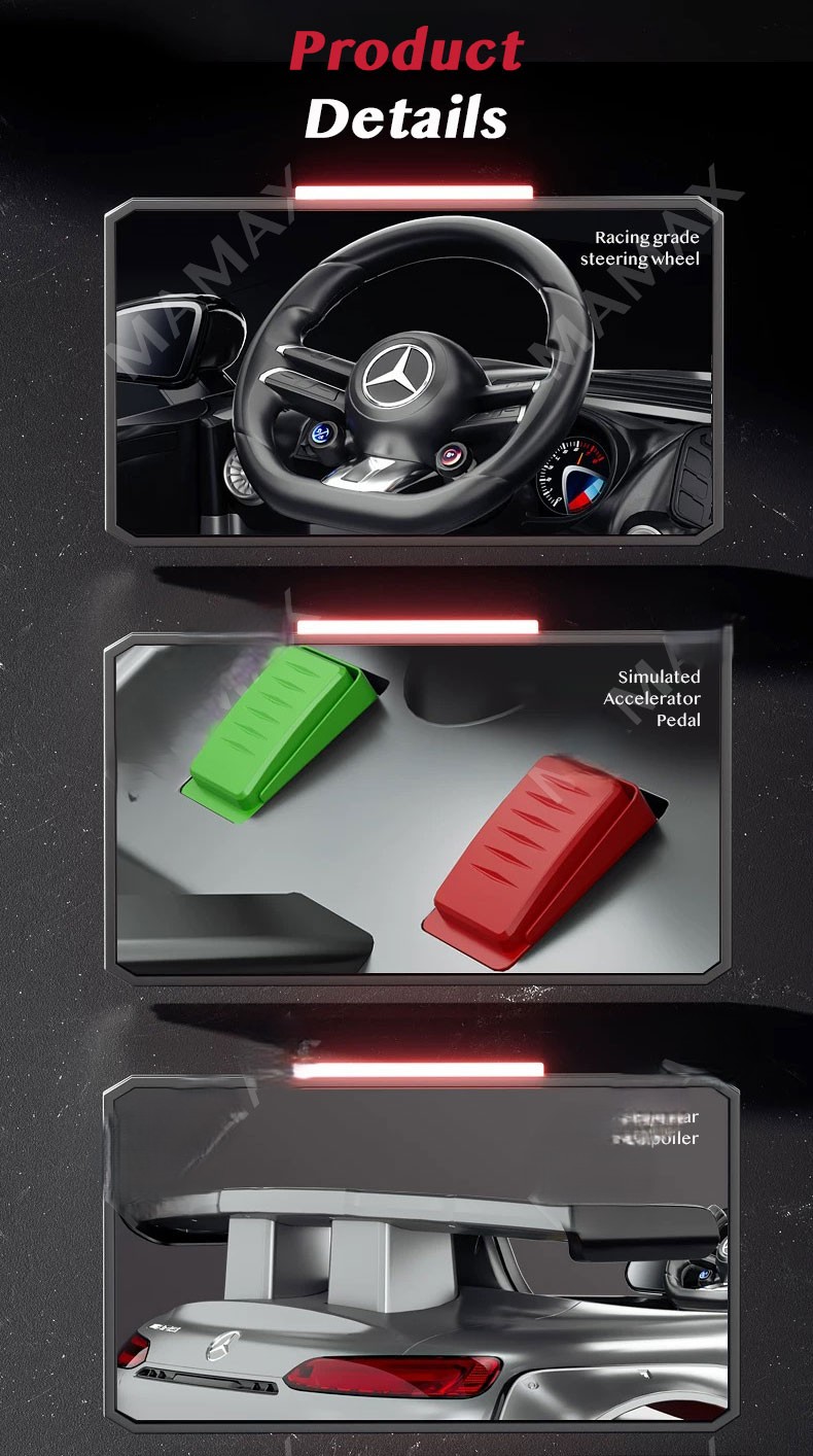 24V 2-Seater Mercedes-Benz AMG GT Kids Electric Drift Car with RC, App Control & Bluetooth - Image 5