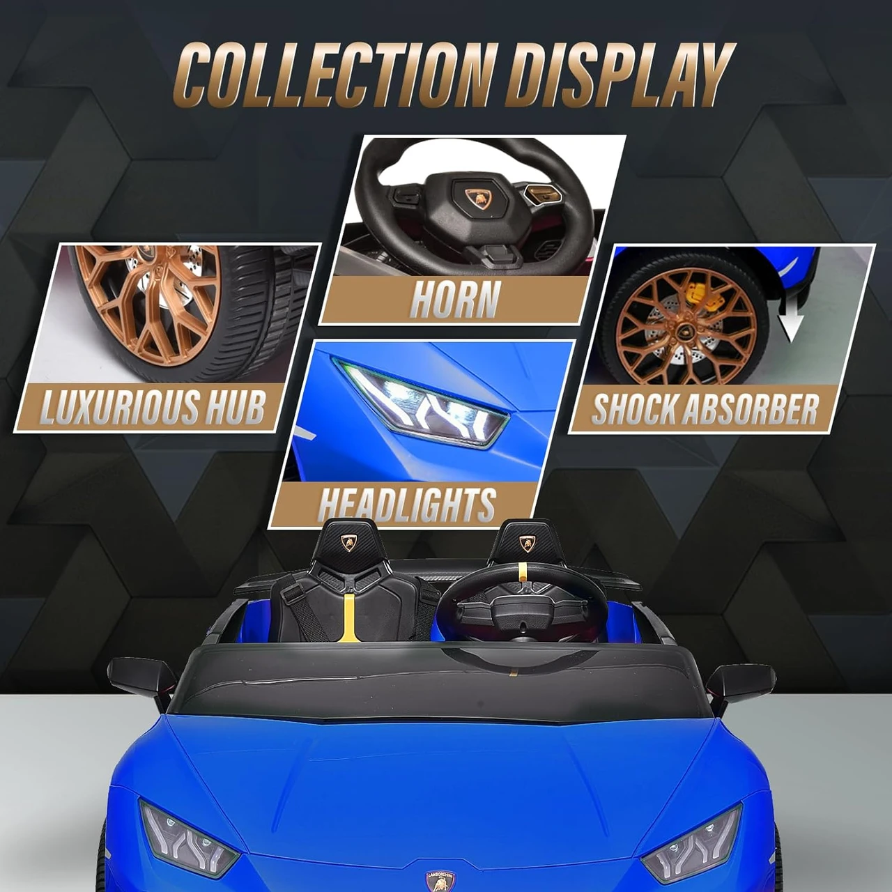 Officially Licensed Lamborghini Huracán 24V 4WD 2-Seater Ride-On Supercar with Remote Control, Blue, Pink - Image 15