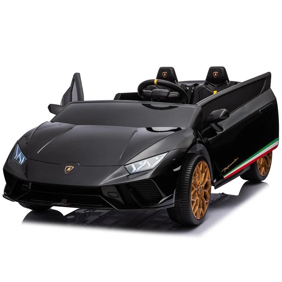 Officially Licensed Lamborghini Huracán 24V 4WD 2-Seater Ride-On car with Remote Control- Shiny Black, Shiny Red